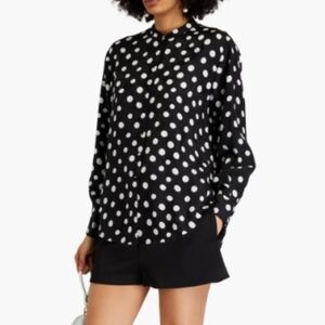 Saloni Black White Polka Dot Silk Bobbi Blouse sz US 12